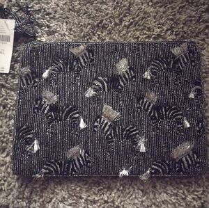 Anthropology hand beaded zebra bag